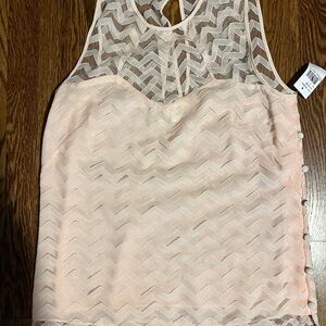 Milly Light Pink Chevron Lace Top